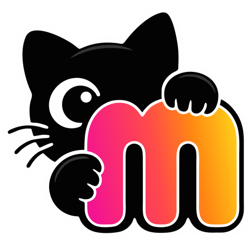 mite.youの猫とカラフルなmのロゴ